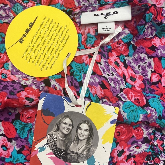 RIXO For Target Women's Puff Sleeve Pink Mixed Floral Dress Women's Size 4 - Picture 6 of 6